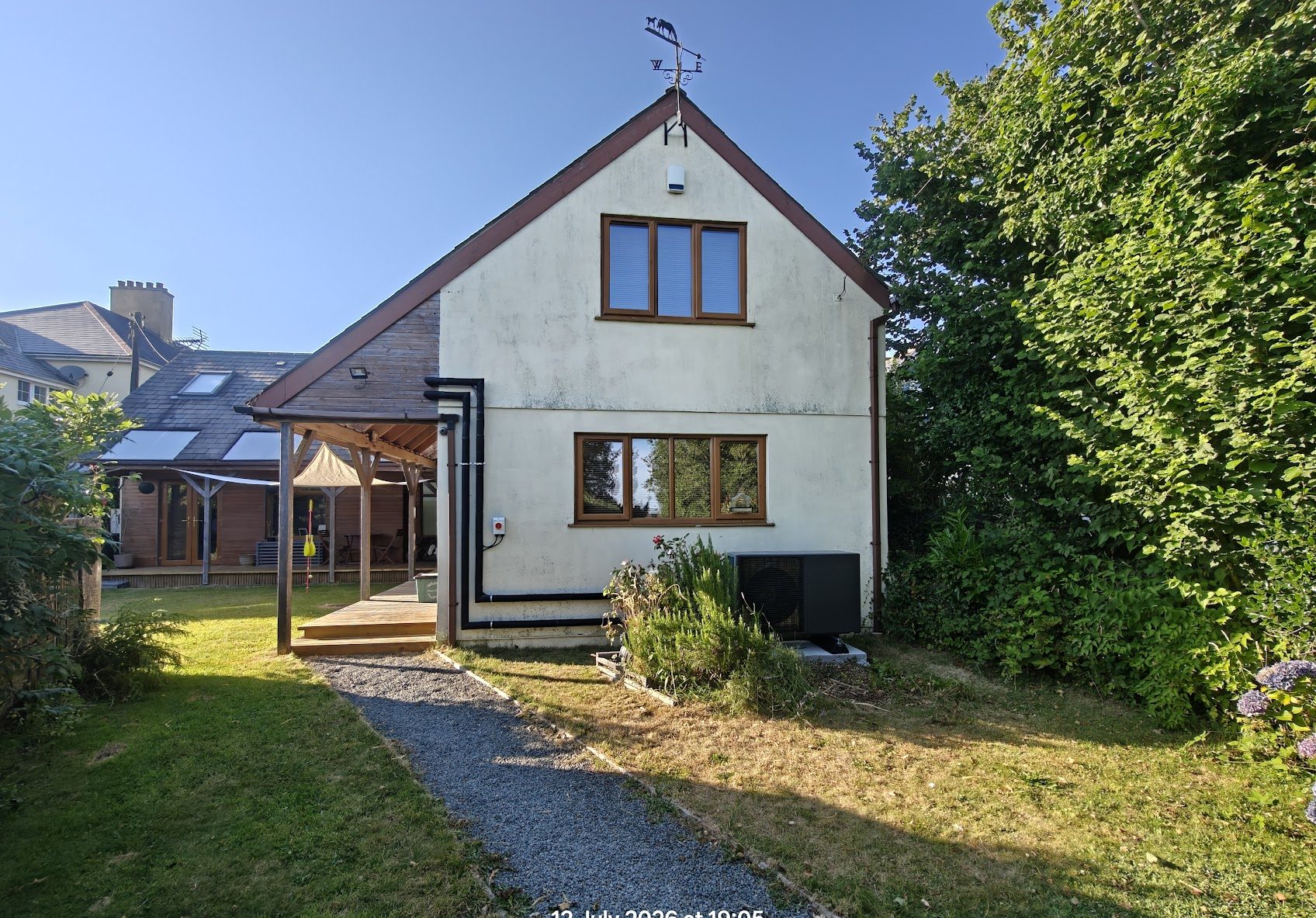 Air source heat pump installed at a detached home